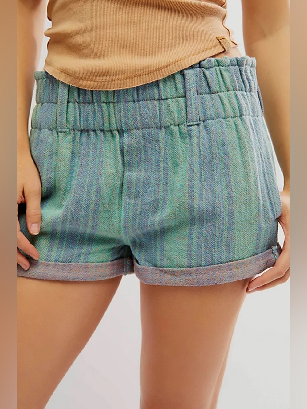 Free People - Solar Flare Baja Striped Cotton Shorts - Size XL